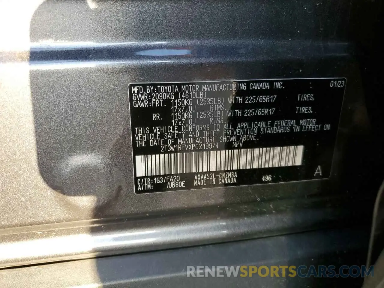 13 Photograph of a damaged car 2T3W1RFVXPC219974 TOYOTA RAV4 2023