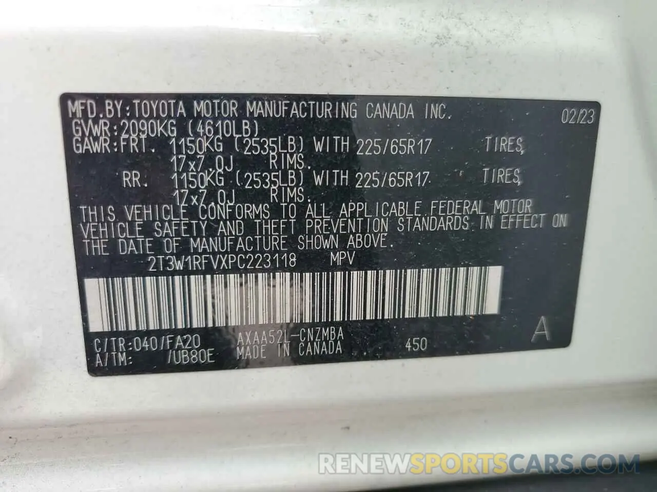13 Photograph of a damaged car 2T3W1RFVXPC223118 TOYOTA RAV4 2023