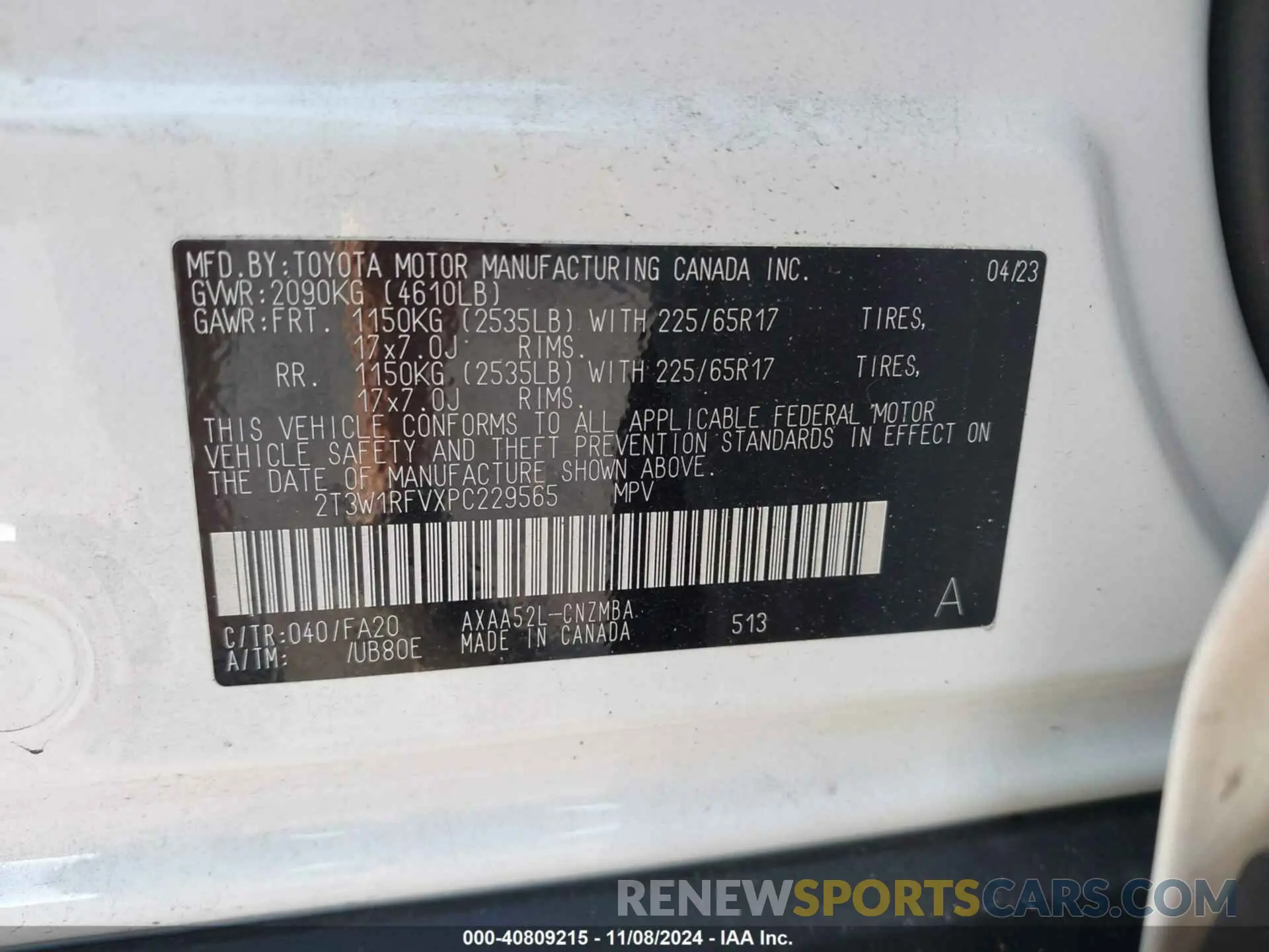 9 Photograph of a damaged car 2T3W1RFVXPC229565 TOYOTA RAV4 2023