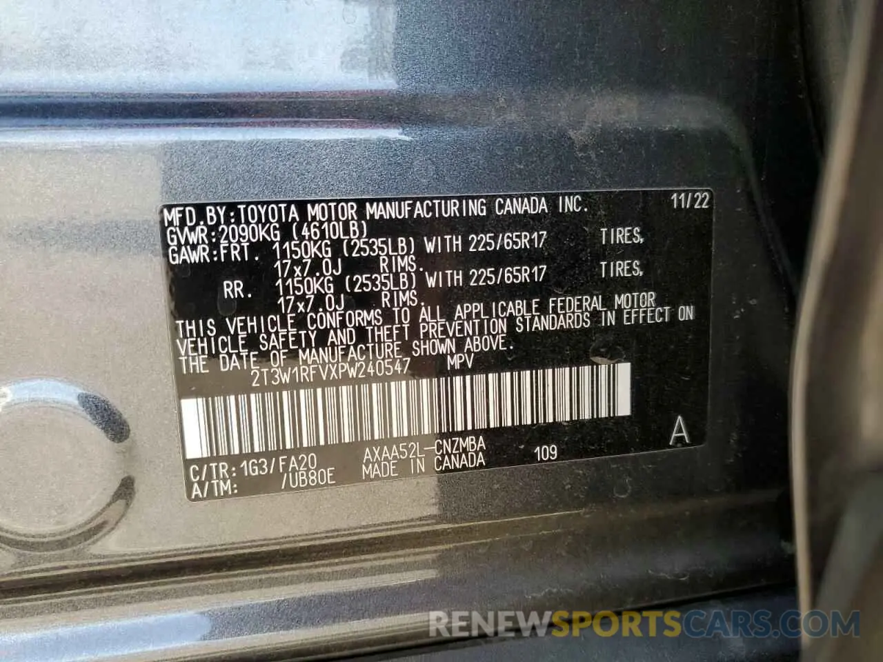14 Photograph of a damaged car 2T3W1RFVXPW240547 TOYOTA RAV4 2023