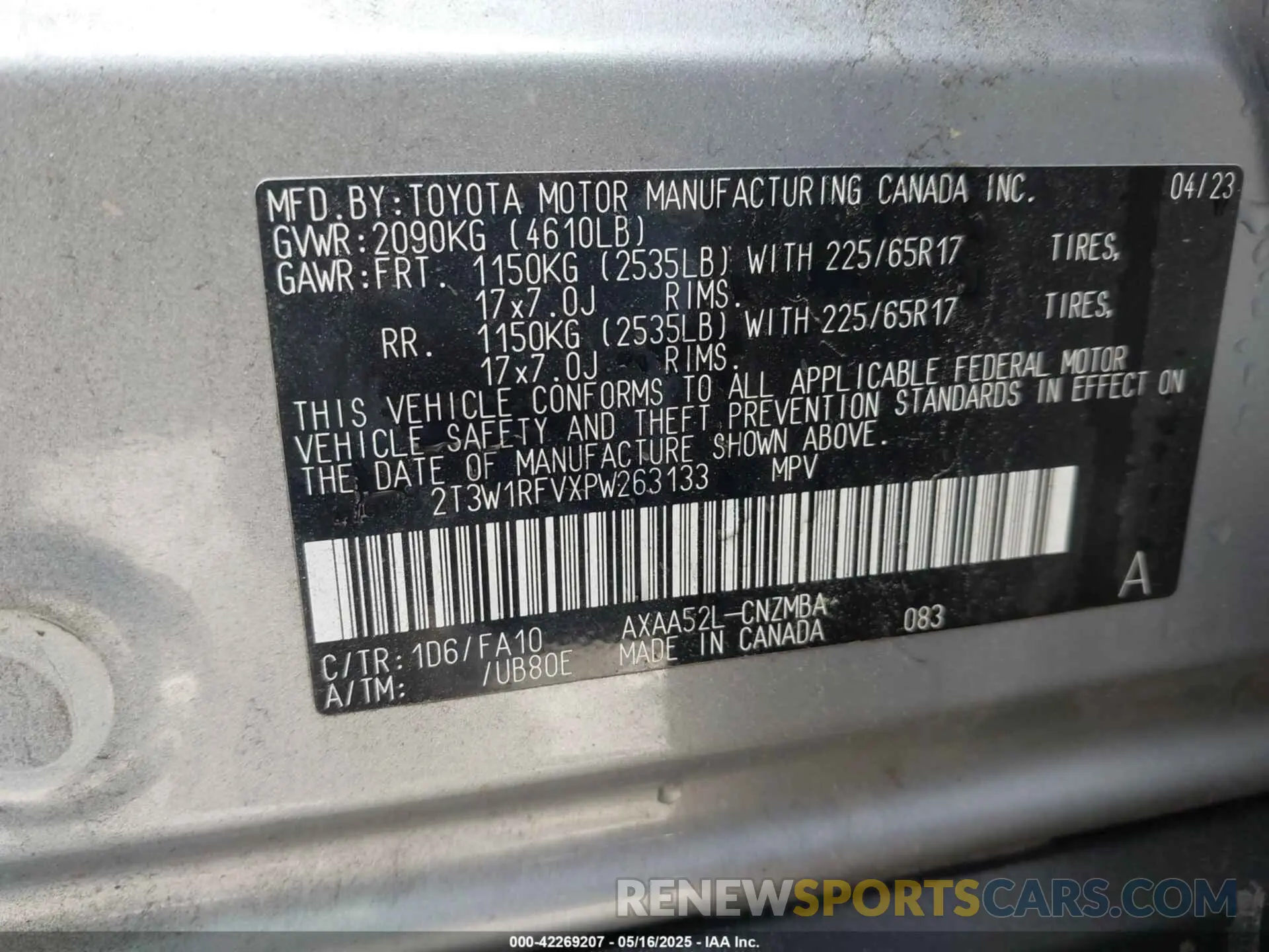 9 Photograph of a damaged car 2T3W1RFVXPW263133 TOYOTA RAV4 2023