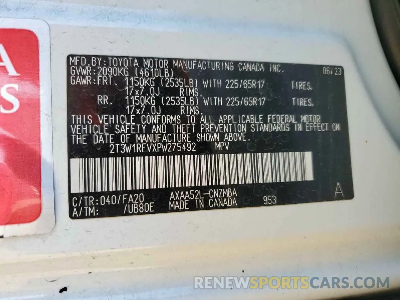 14 Photograph of a damaged car 2T3W1RFVXPW275492 TOYOTA RAV4 2023