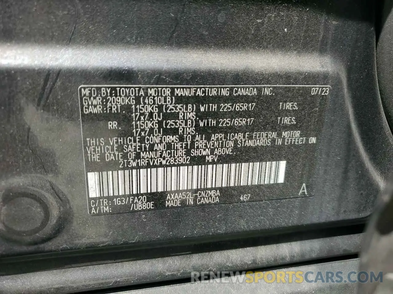 14 Photograph of a damaged car 2T3W1RFVXPW283902 TOYOTA RAV4 2023