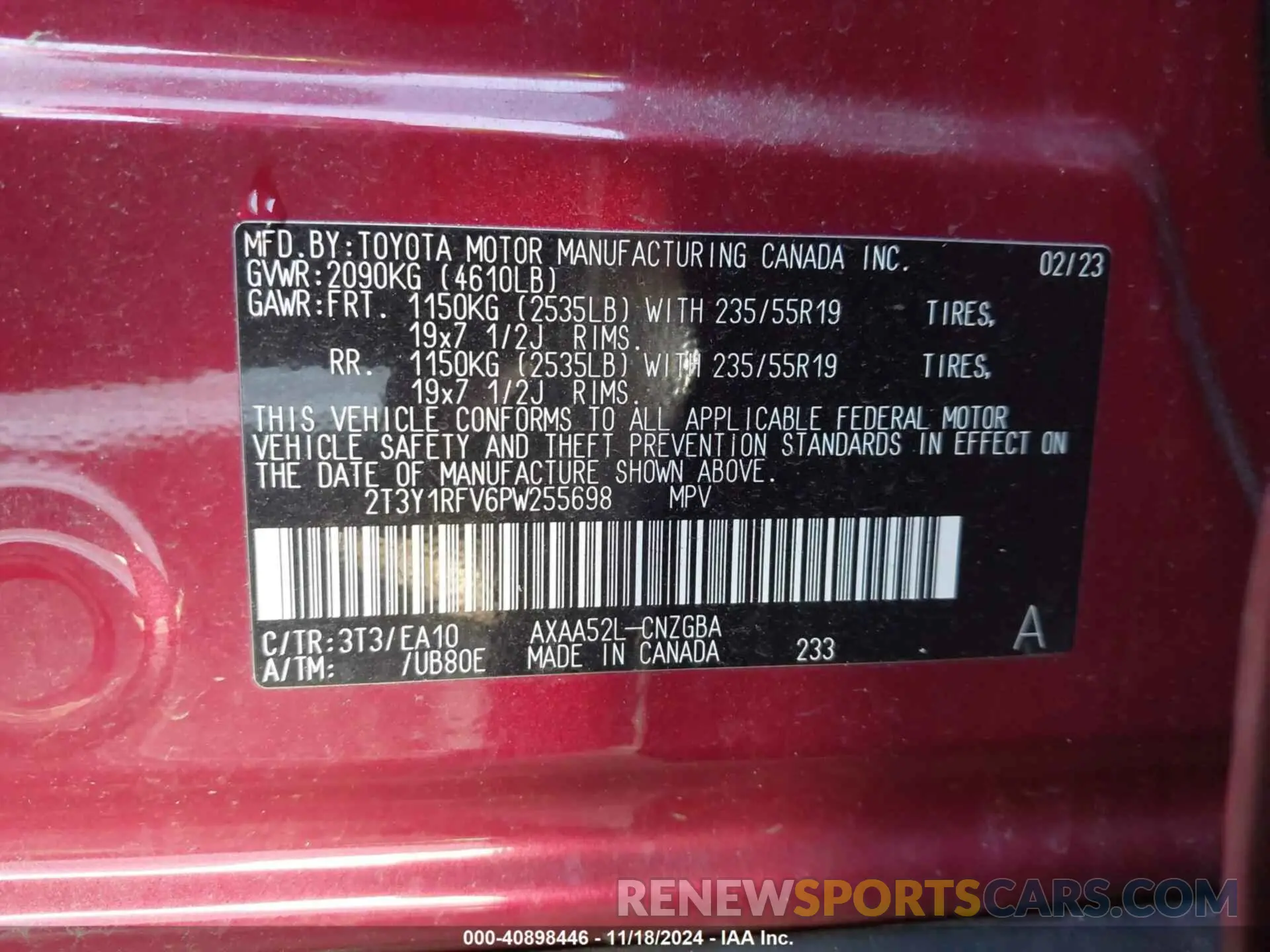 9 Photograph of a damaged car 2T3Y1RFV6PW255698 TOYOTA RAV4 2023