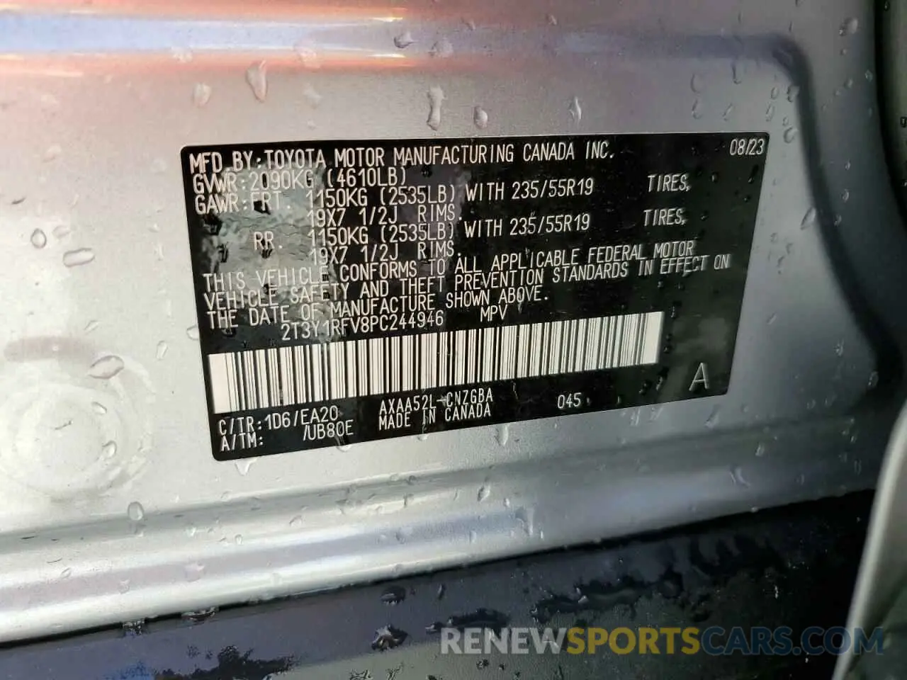 13 Photograph of a damaged car 2T3Y1RFV8PC244946 TOYOTA RAV4 2023