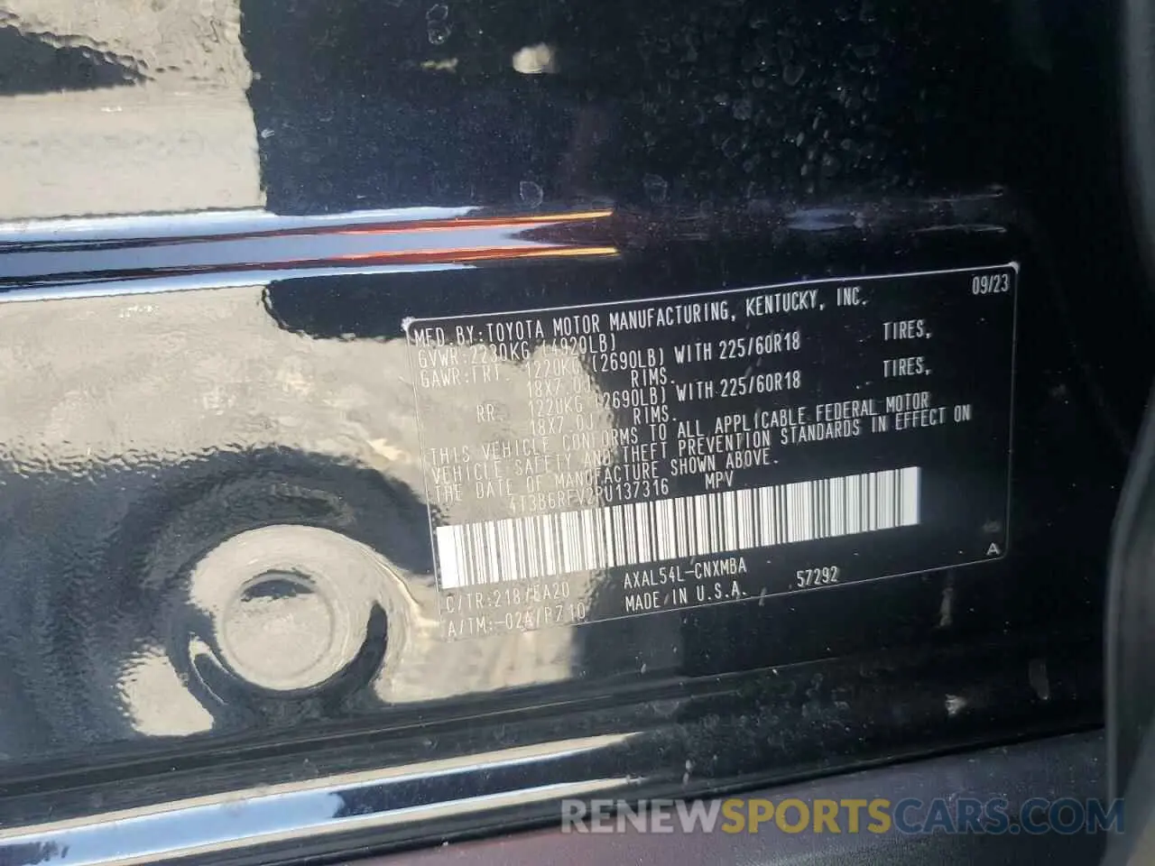 13 Photograph of a damaged car 4T3B6RFV2PU137316 TOYOTA RAV4 2023