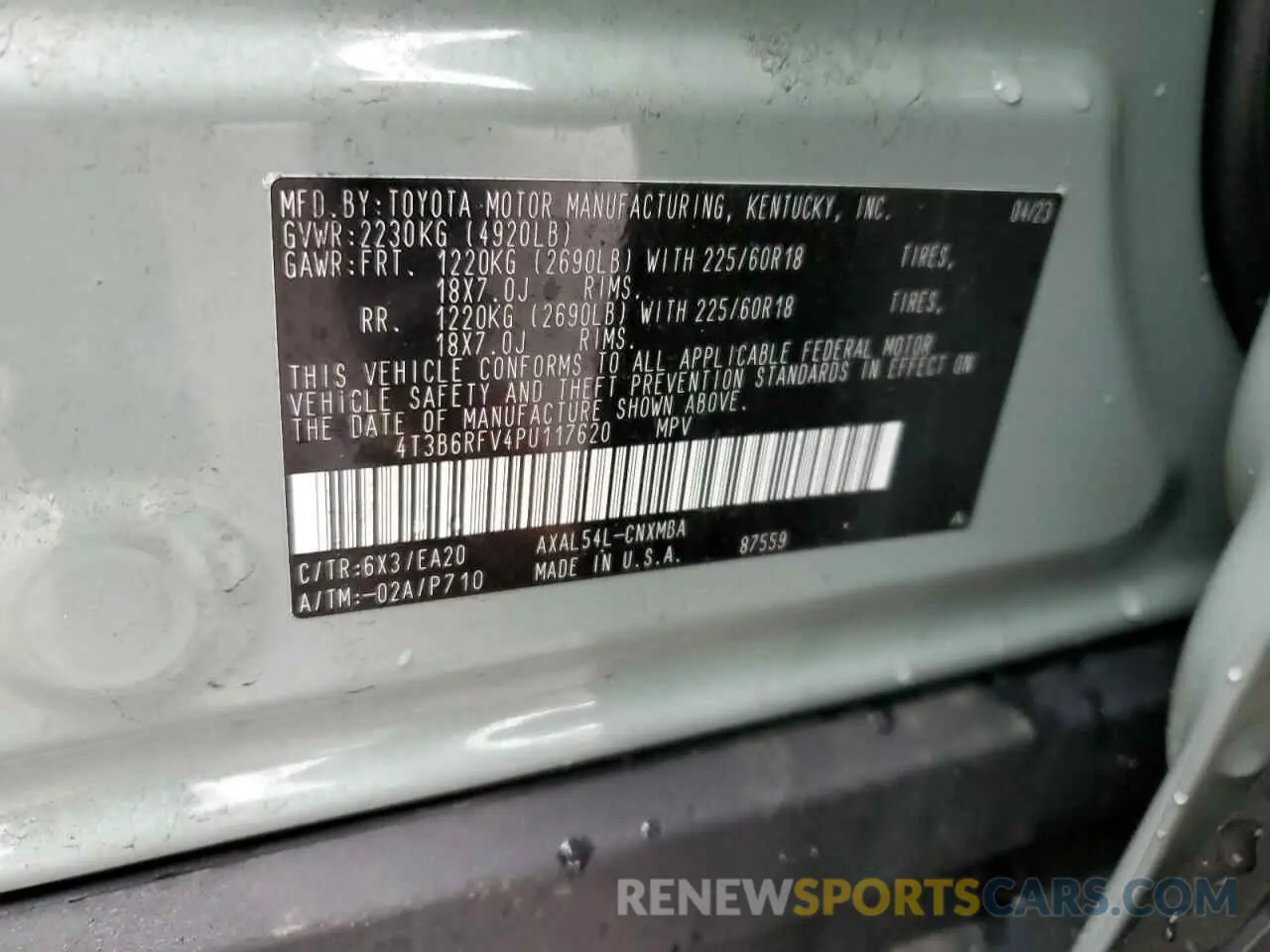 13 Photograph of a damaged car 4T3B6RFV4PU117620 TOYOTA RAV4 2023