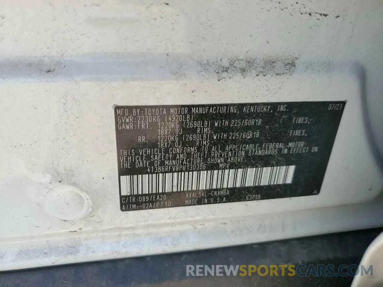 13 Photograph of a damaged car 4T3B6RFV8PU130306 TOYOTA RAV4 2023