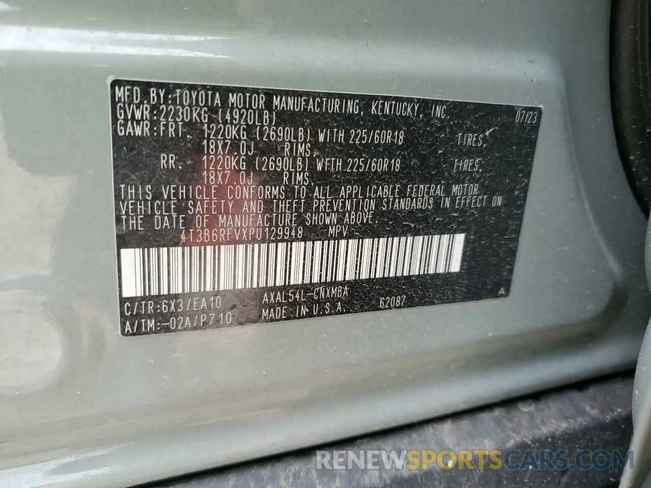 13 Photograph of a damaged car 4T3B6RFVXPU129948 TOYOTA RAV4 2023