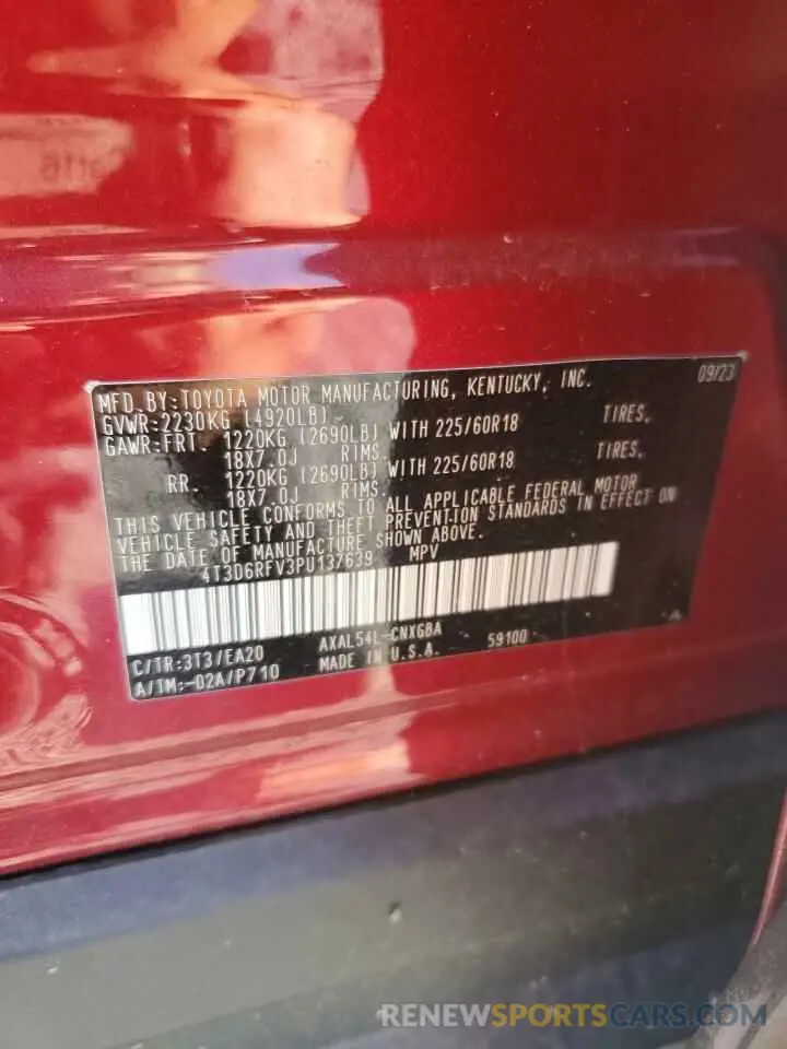 13 Photograph of a damaged car 4T3D6RFV3PU137639 TOYOTA RAV4 2023