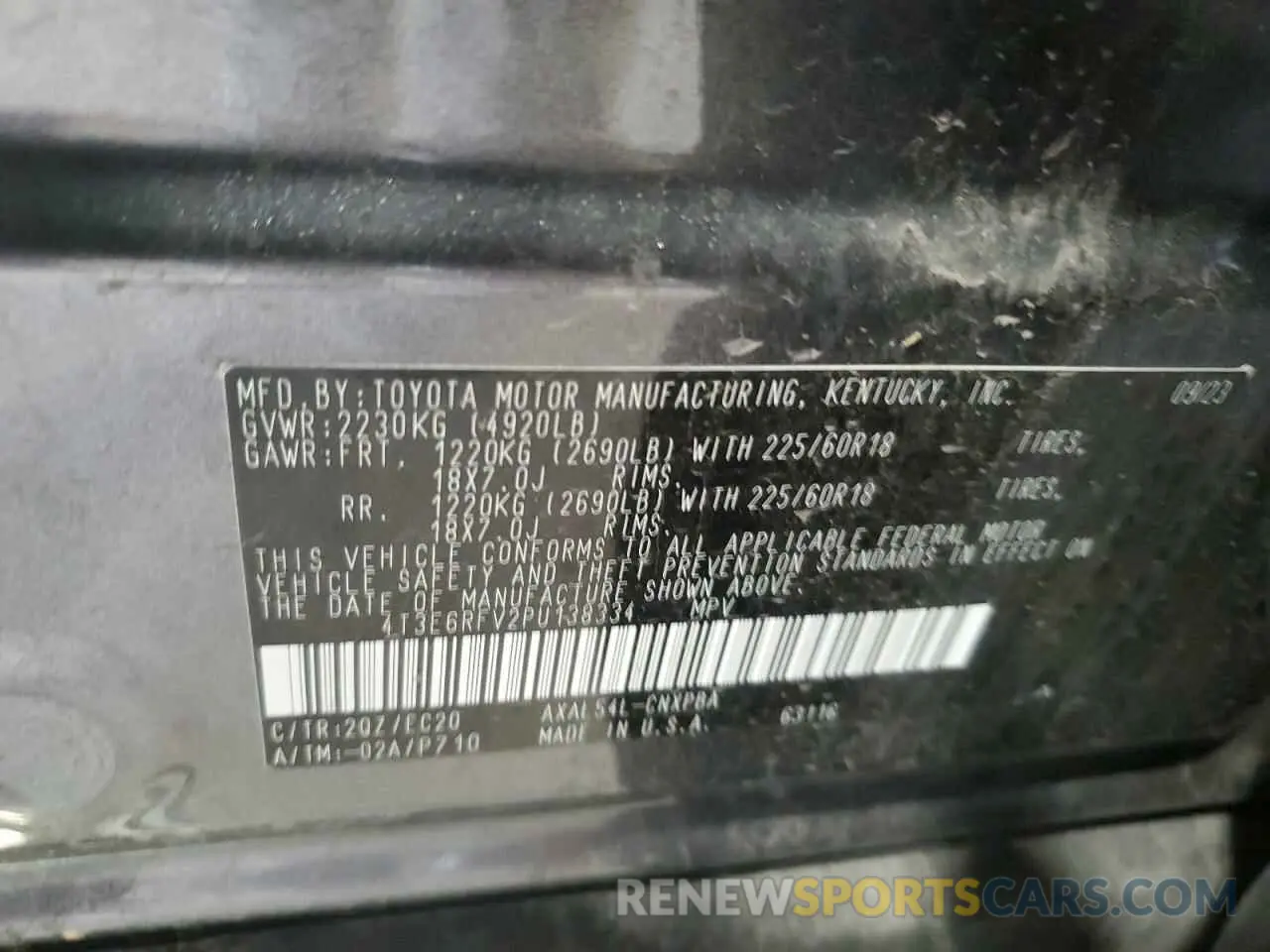 13 Photograph of a damaged car 4T3E6RFV2PU138334 TOYOTA RAV4 2023