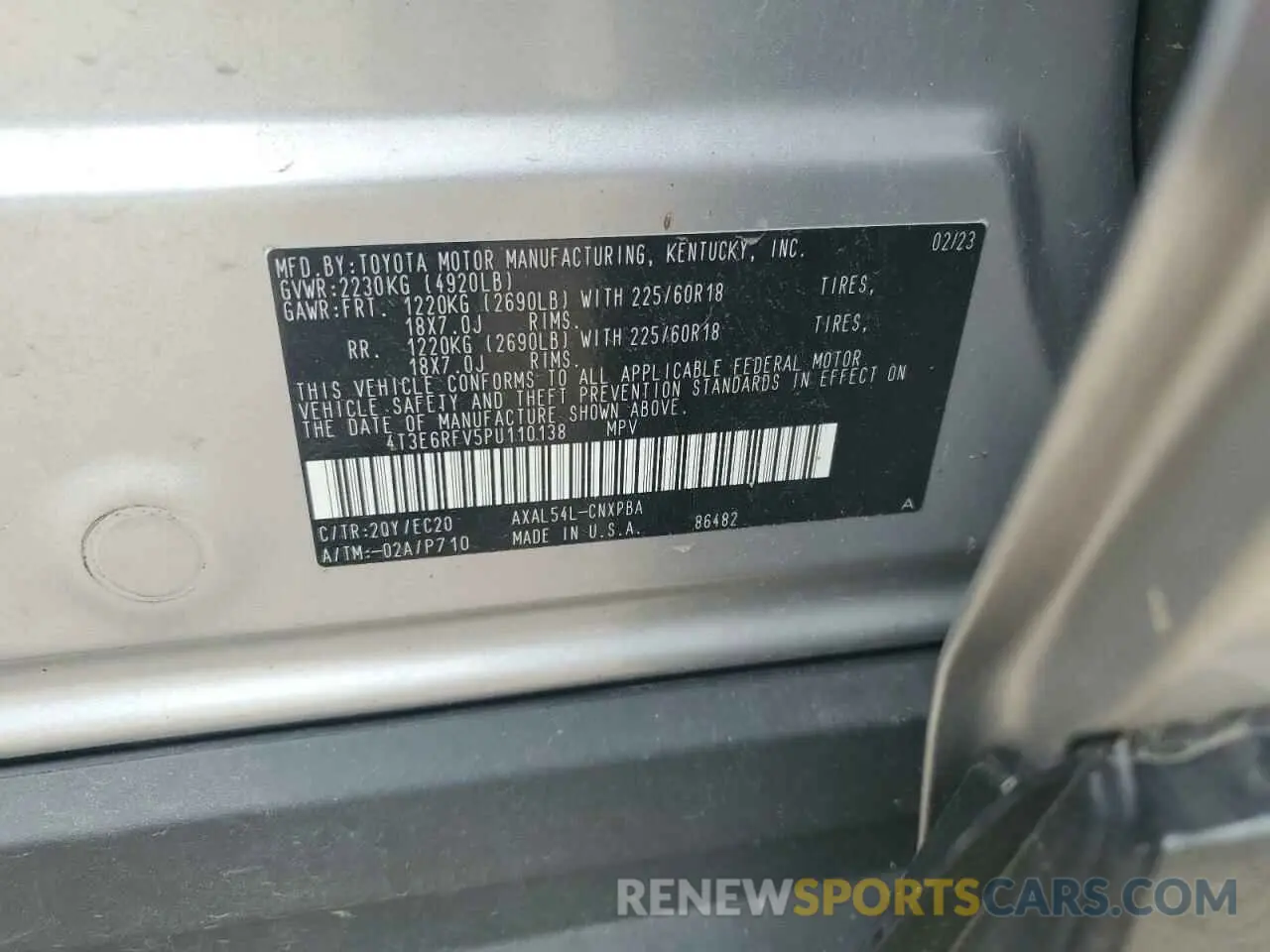 13 Photograph of a damaged car 4T3E6RFV5PU110138 TOYOTA RAV4 2023