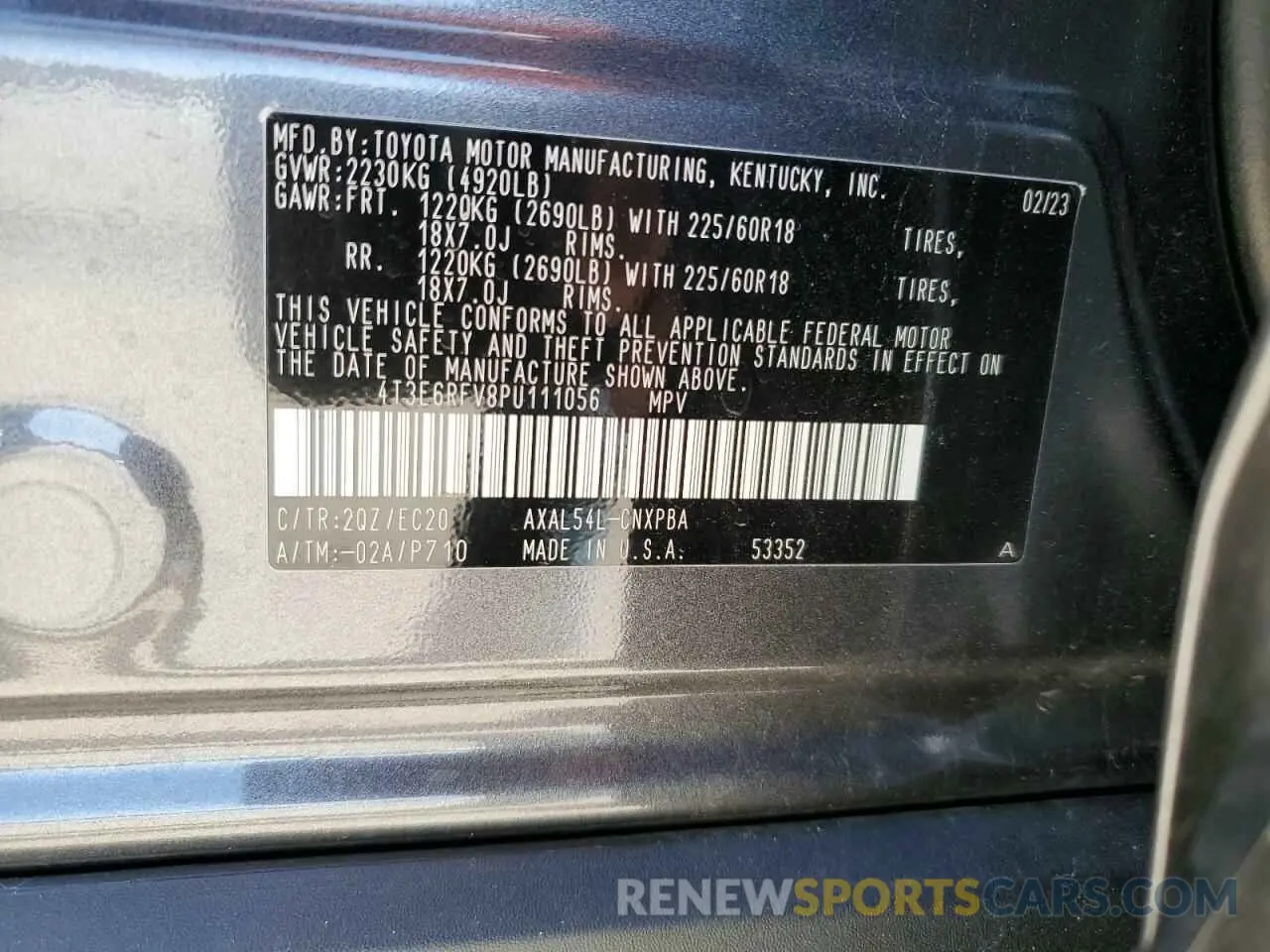 13 Photograph of a damaged car 4T3E6RFV8PU111056 TOYOTA RAV4 2023