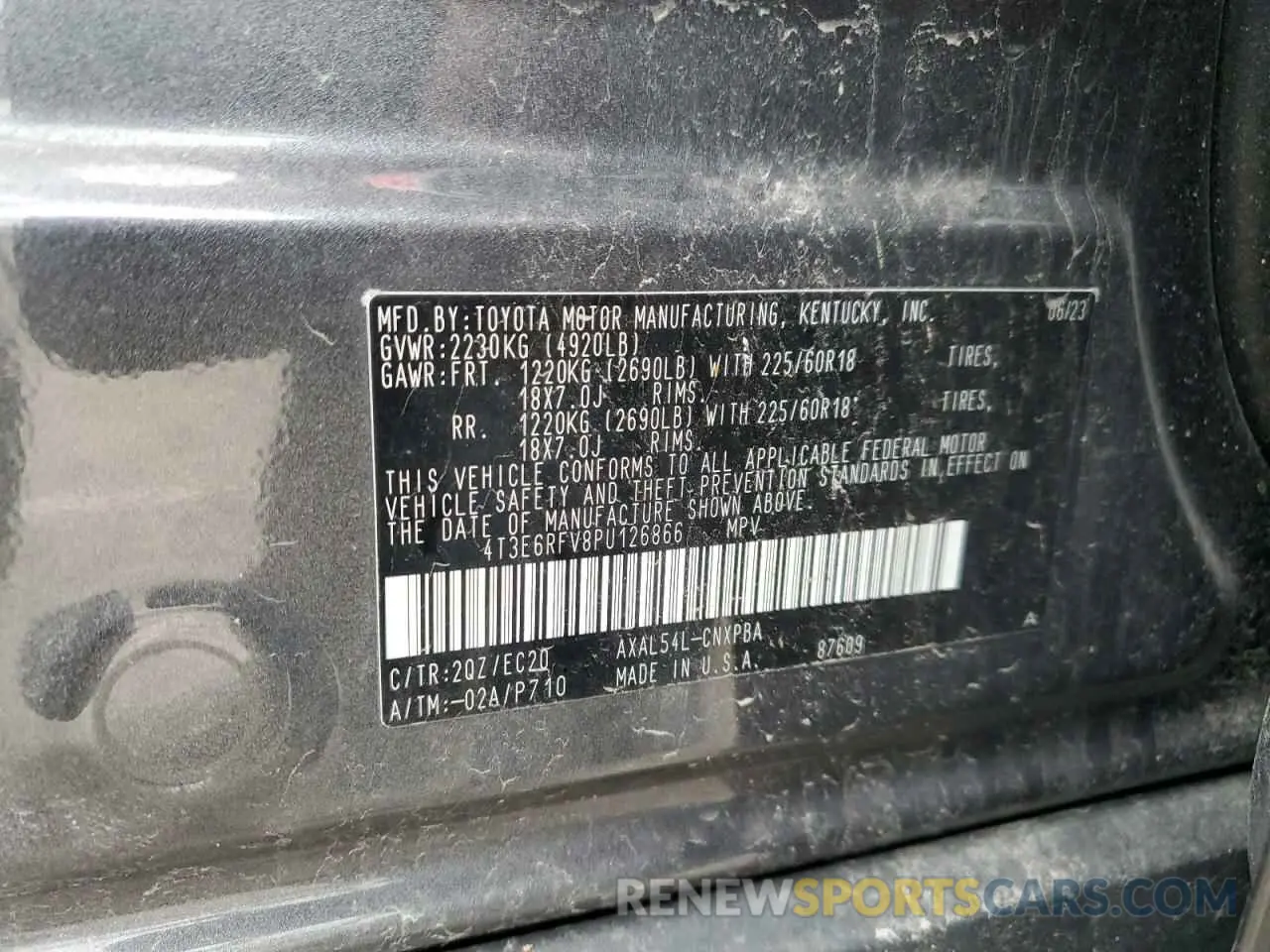 14 Photograph of a damaged car 4T3E6RFV8PU126866 TOYOTA RAV4 2023