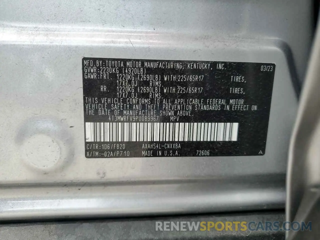 13 Photograph of a damaged car 4T3MWRFV9PU089967 TOYOTA RAV4 2023