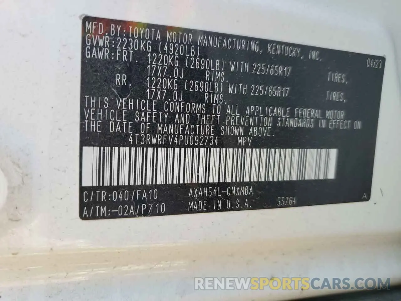 12 Photograph of a damaged car 4T3RWRFV4PU092734 TOYOTA RAV4 2023