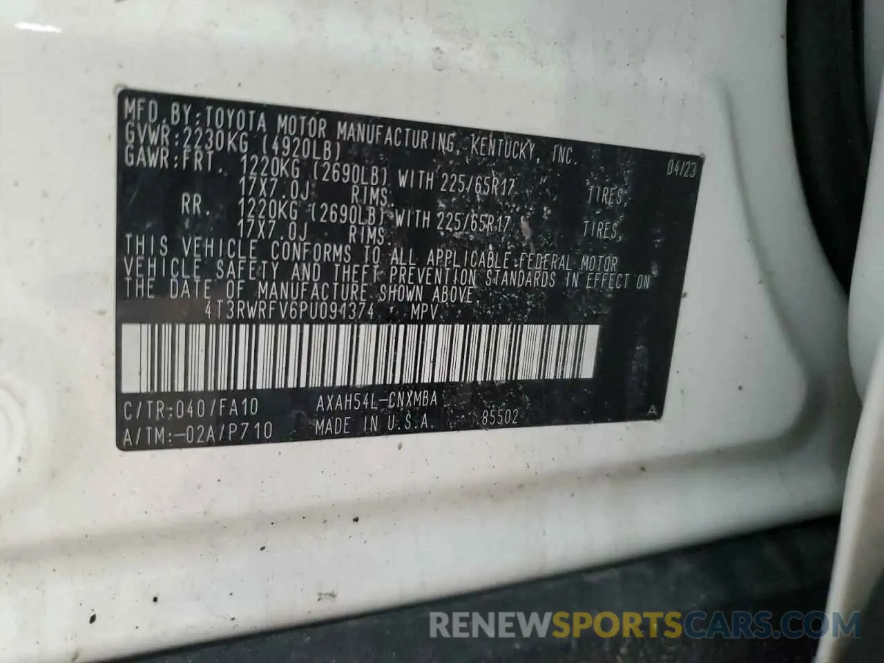 14 Photograph of a damaged car 4T3RWRFV6PU091374 TOYOTA RAV4 2023