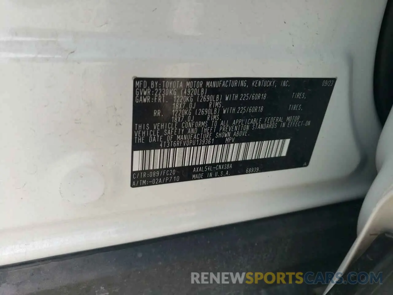 13 Photograph of a damaged car 4T3T6RFV0PU139361 TOYOTA RAV4 2023