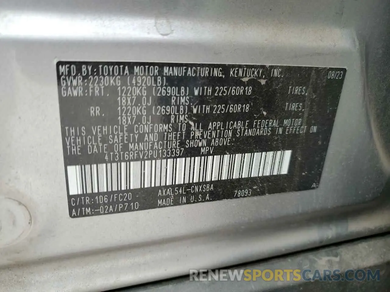 13 Photograph of a damaged car 4T3T6RFV2PU133397 TOYOTA RAV4 2023