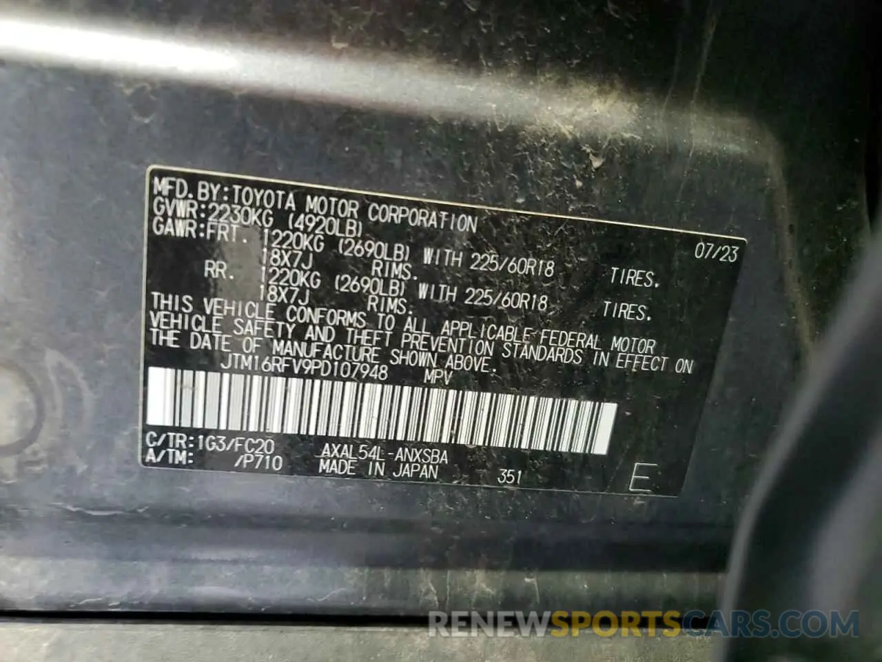 14 Photograph of a damaged car JTM16RFV9PD107948 TOYOTA RAV4 2023