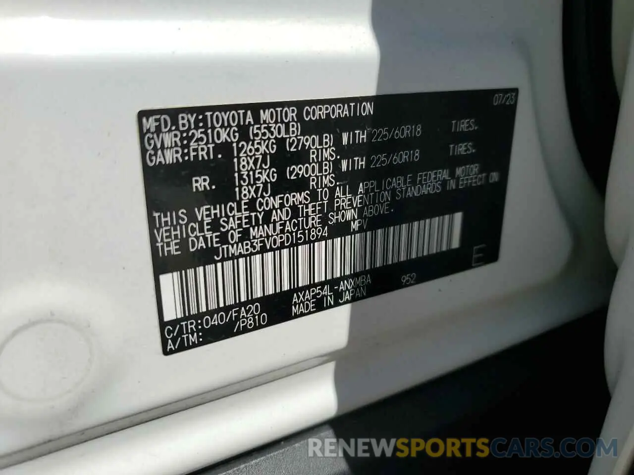14 Photograph of a damaged car JTMAB3FV0PD151894 TOYOTA RAV4 2023