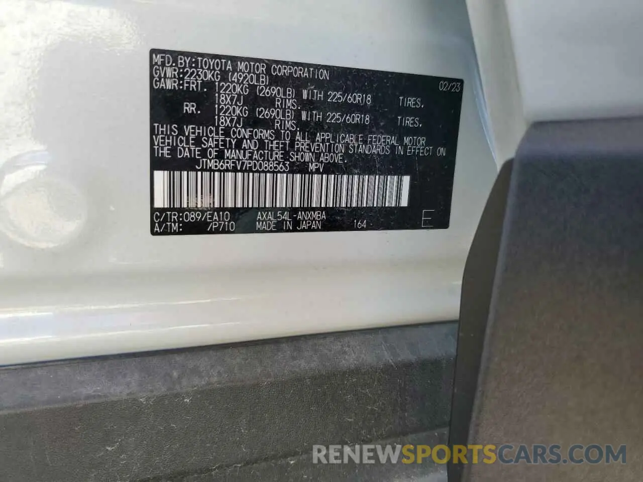 14 Photograph of a damaged car JTMB6RFV7PD088563 TOYOTA RAV4 2023