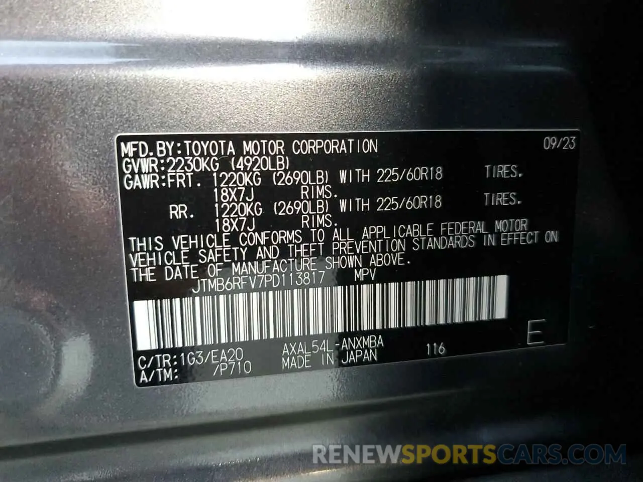 12 Photograph of a damaged car JTMB6RFV7PD113817 TOYOTA RAV4 2023