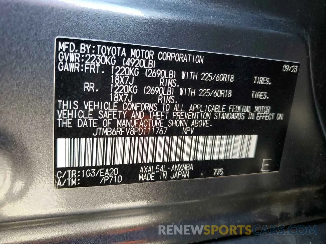 13 Photograph of a damaged car JTMB6RFV8PD111767 TOYOTA RAV4 2023