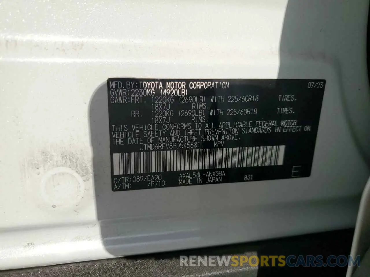 13 Photograph of a damaged car JTMD6RFV8PD545681 TOYOTA RAV4 2023