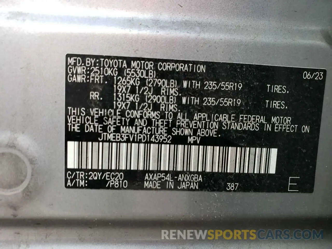 14 Photograph of a damaged car JTMEB3FV1PD143952 TOYOTA RAV4 2023