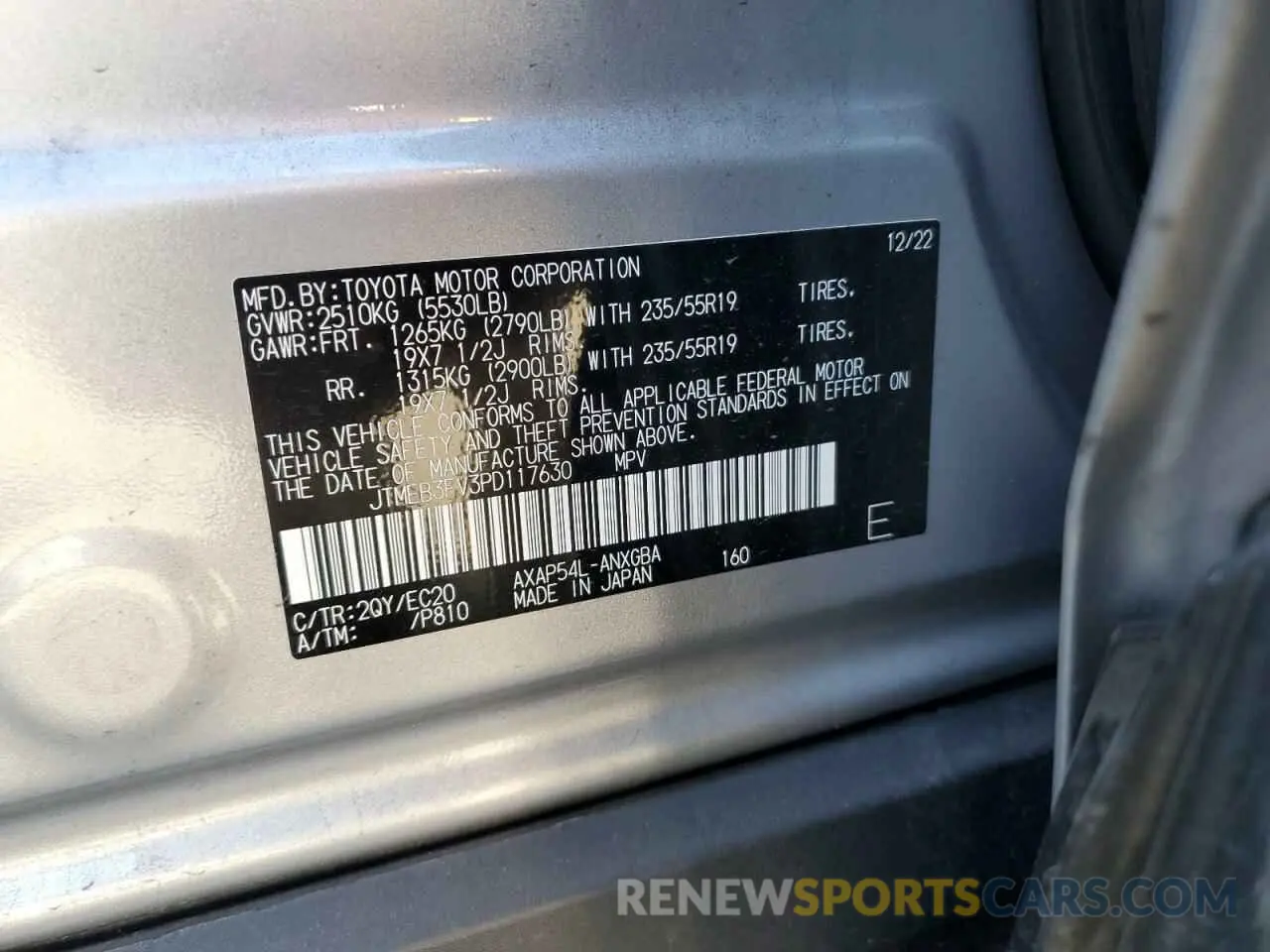 13 Photograph of a damaged car JTMEB3FV3PD117630 TOYOTA RAV4 2023