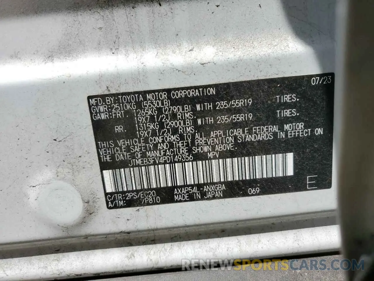 14 Photograph of a damaged car JTMEB3FV4PD149356 TOYOTA RAV4 2023