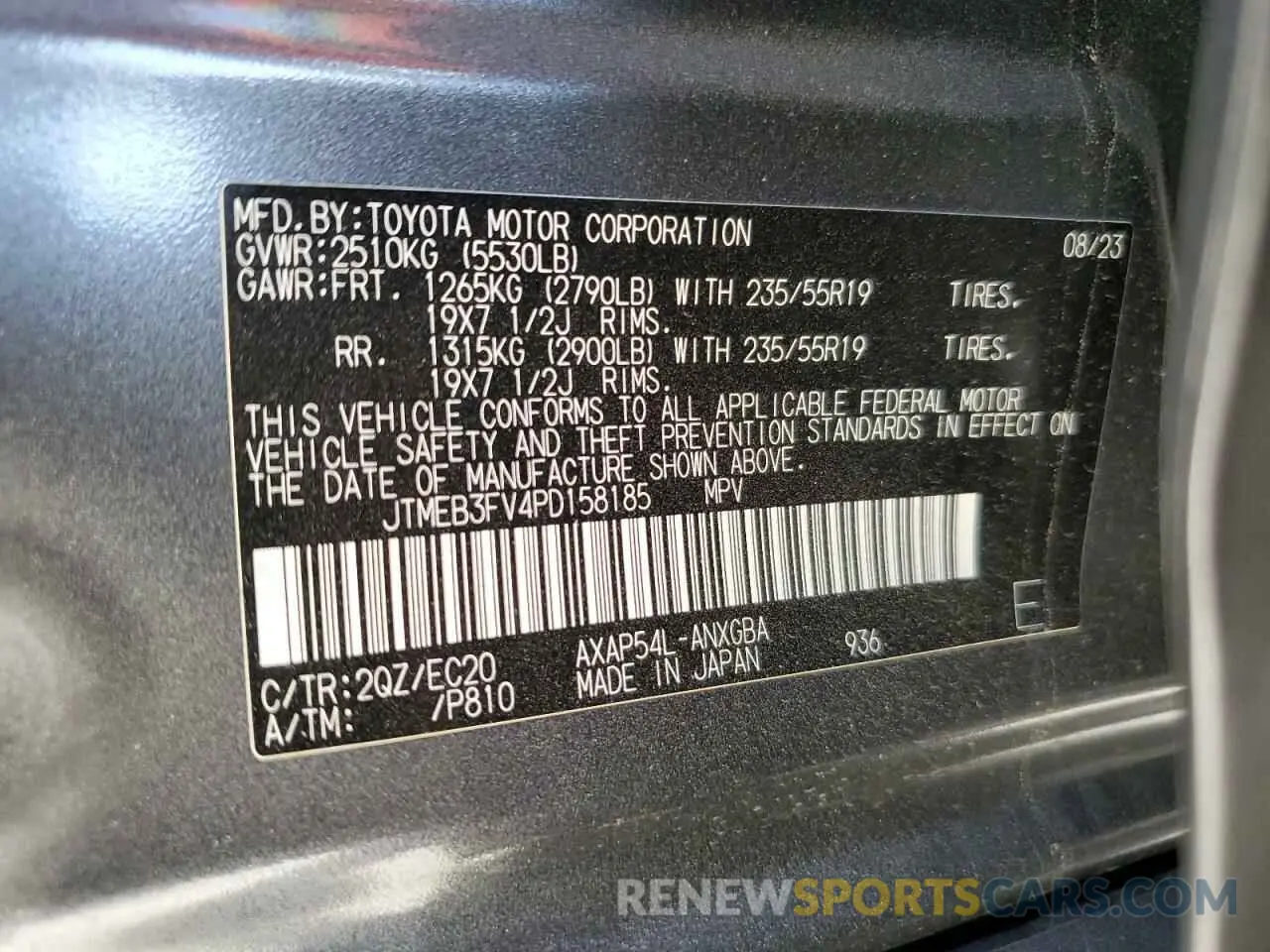 14 Photograph of a damaged car JTMEB3FV4PD158185 TOYOTA RAV4 2023