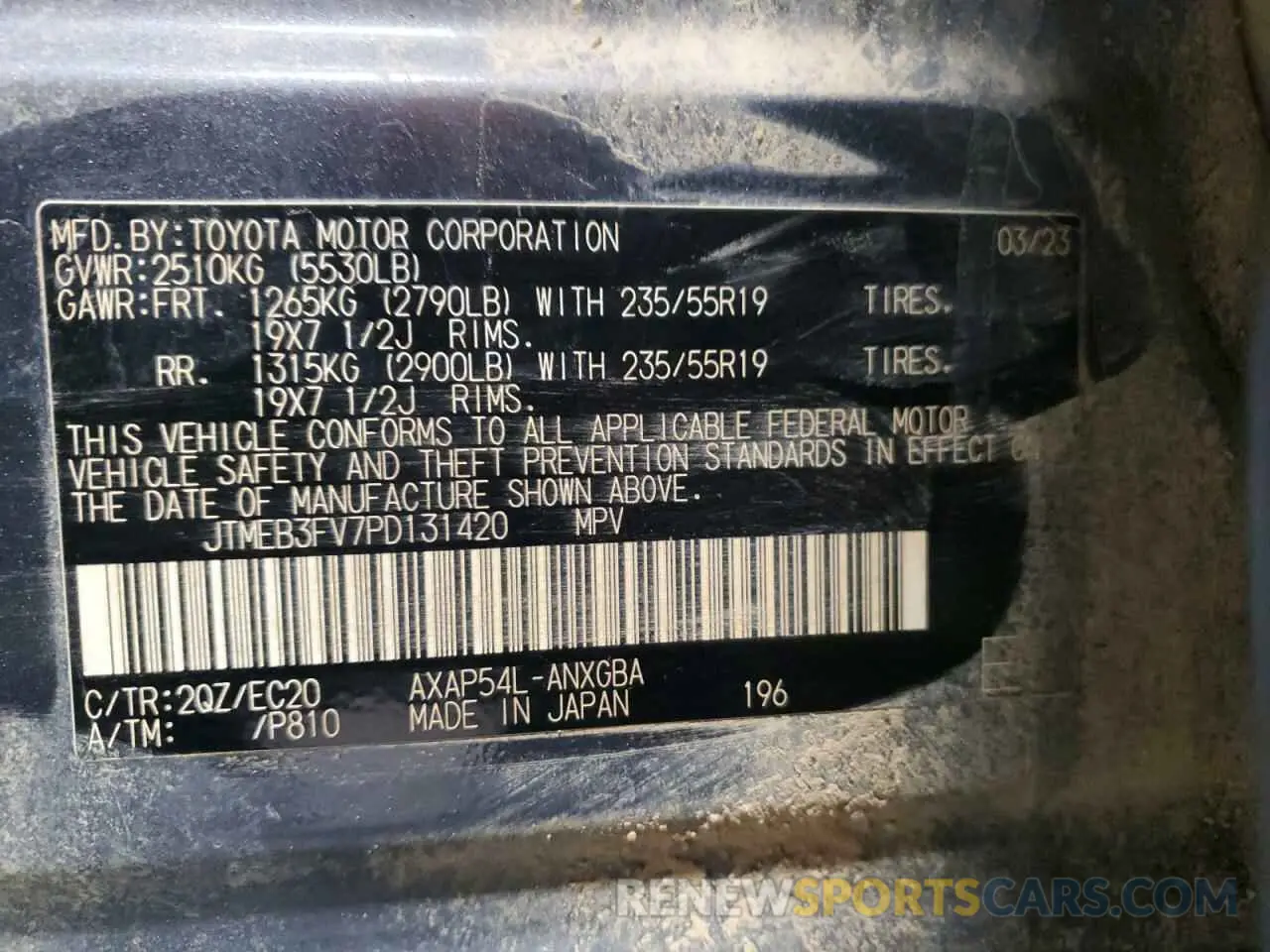 14 Photograph of a damaged car JTMEB3FV7PD131420 TOYOTA RAV4 2023