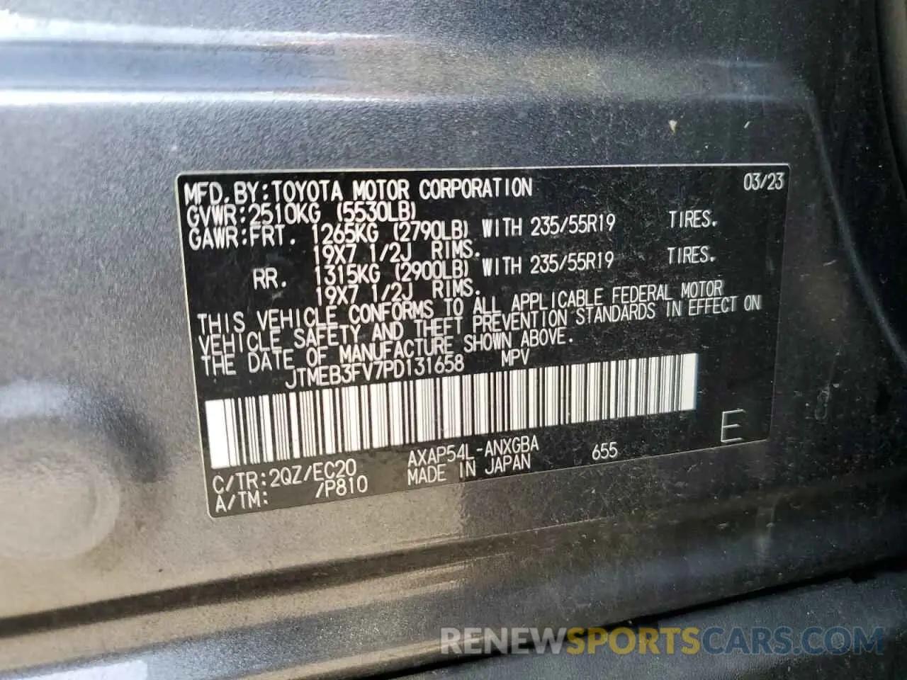 13 Photograph of a damaged car JTMEB3FV7PD131658 TOYOTA RAV4 2023