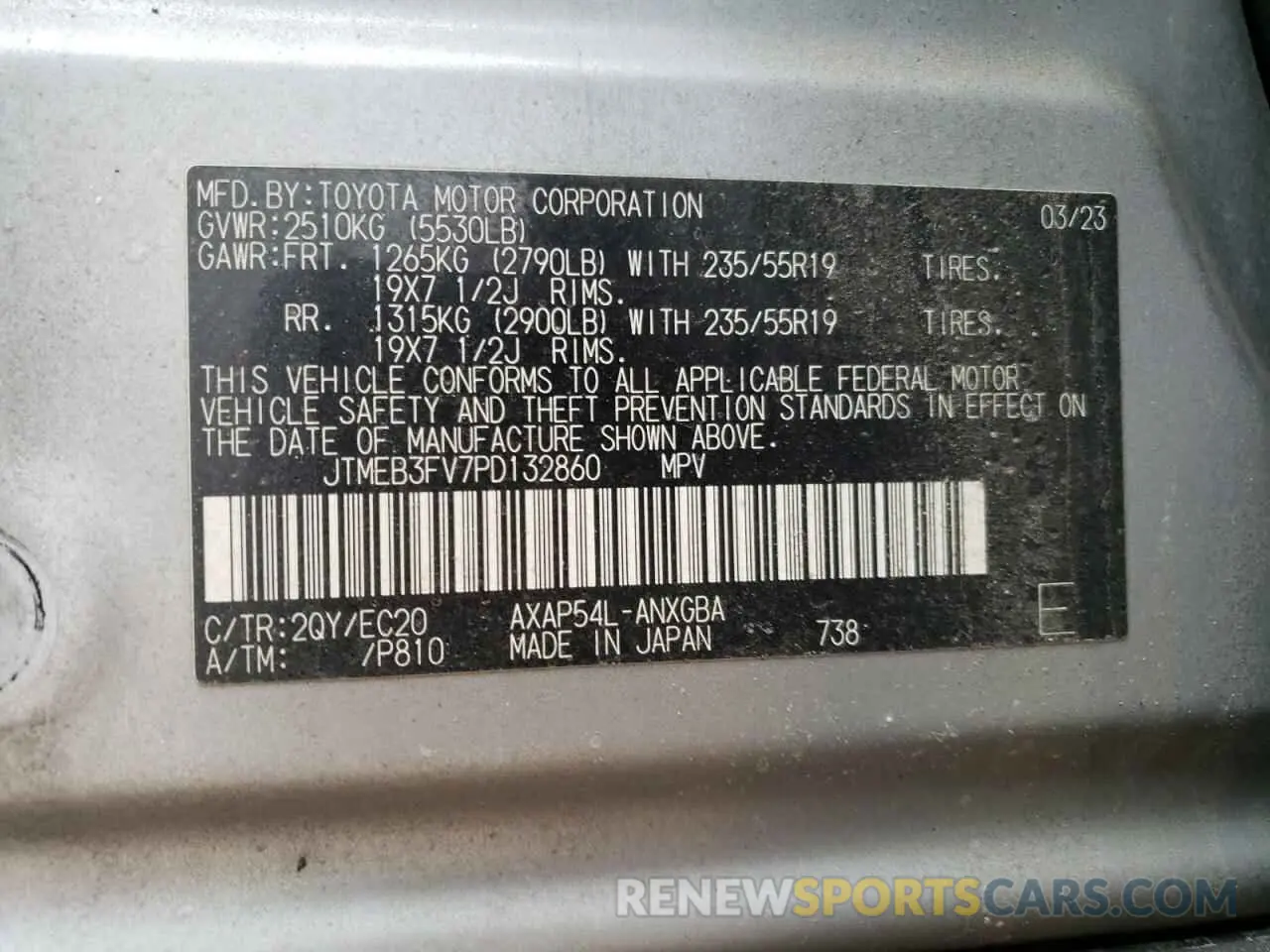 13 Photograph of a damaged car JTMEB3FV7PD132860 TOYOTA RAV4 2023