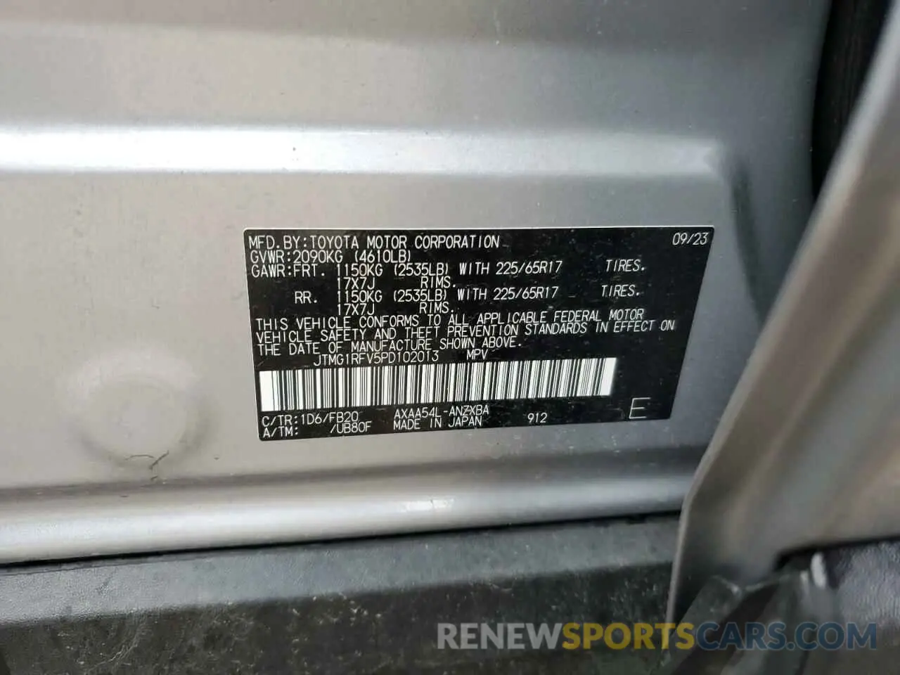 13 Photograph of a damaged car JTMG1RFV5PD102013 TOYOTA RAV4 2023