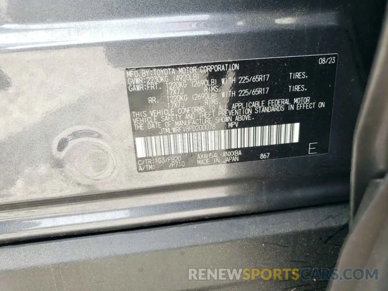 13 Photograph of a damaged car JTMLWRFV8PD200078 TOYOTA RAV4 2023