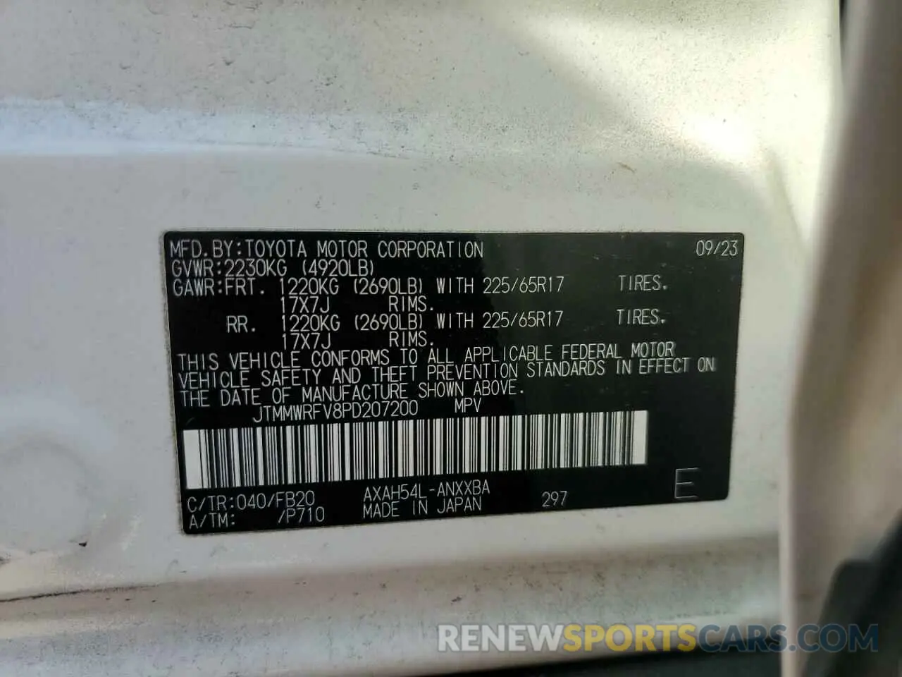 13 Photograph of a damaged car JTMMWRFV8PD207200 TOYOTA RAV4 2023