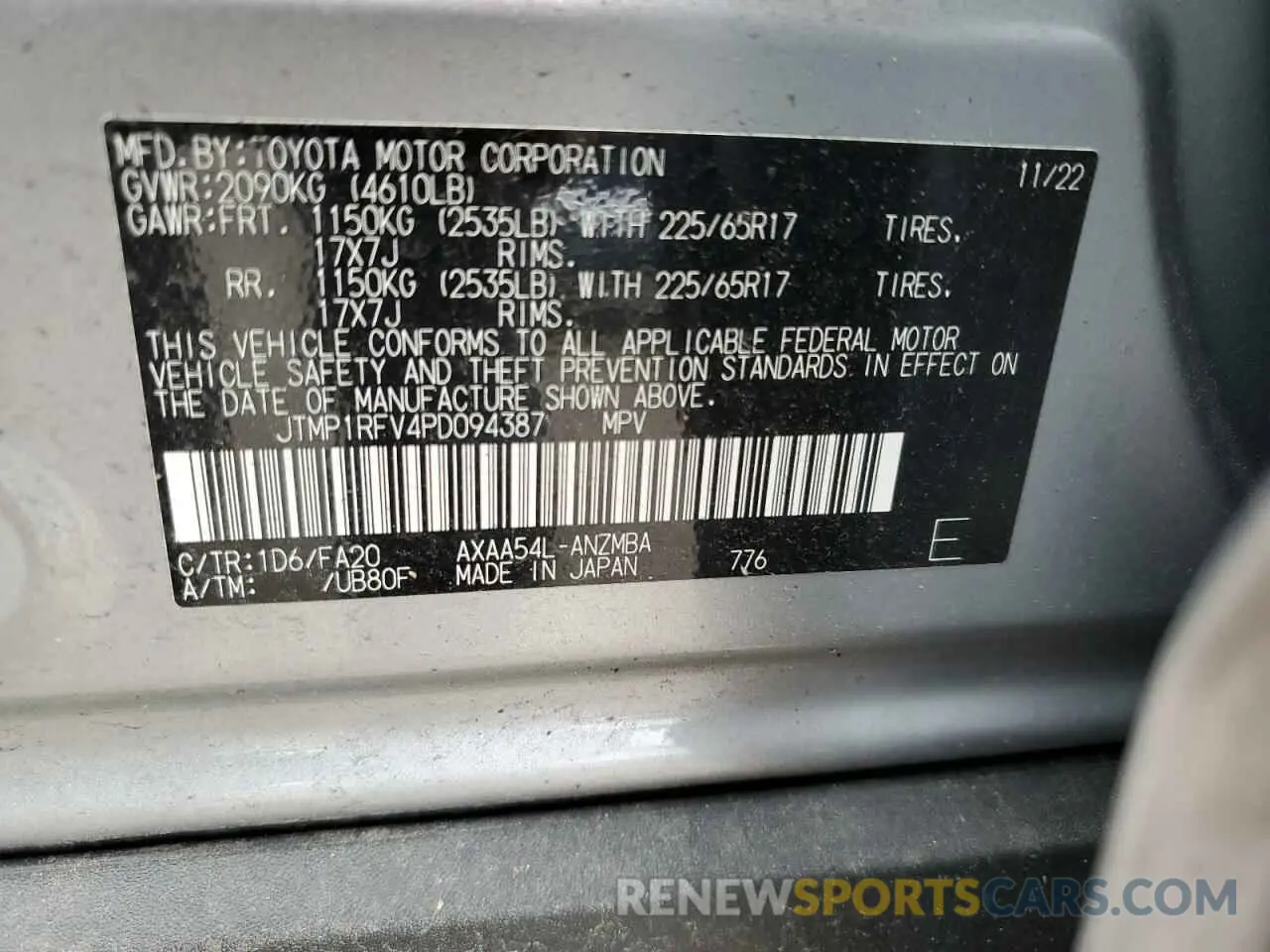 14 Photograph of a damaged car JTMP1RFV4PD094387 TOYOTA RAV4 2023
