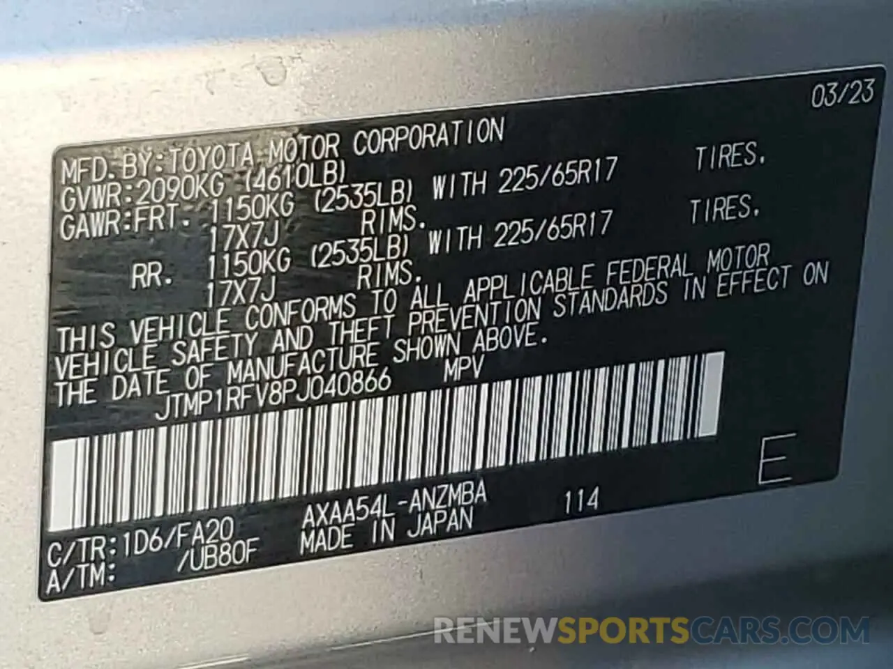 13 Photograph of a damaged car JTMP1RFV8PJ040866 TOYOTA RAV4 2023