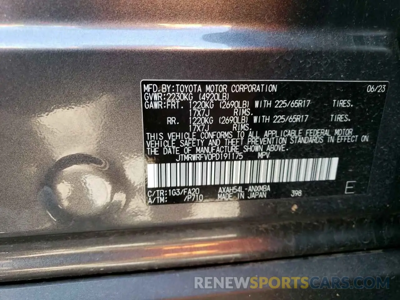 13 Photograph of a damaged car JTMRWRFV0PD191175 TOYOTA RAV4 2023