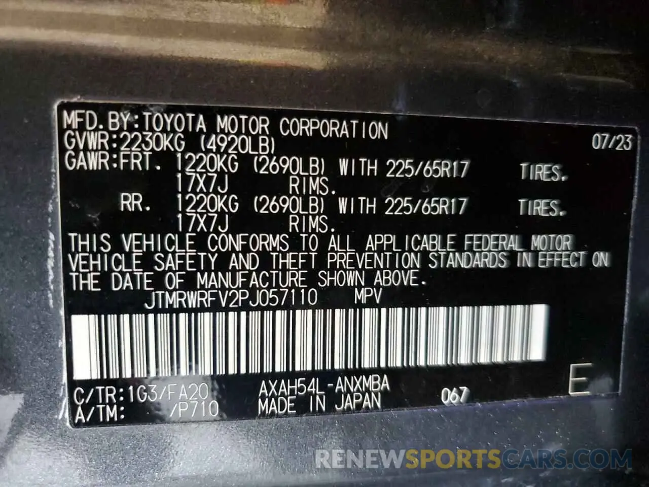 12 Photograph of a damaged car JTMRWRFV2PJ057110 TOYOTA RAV4 2023
