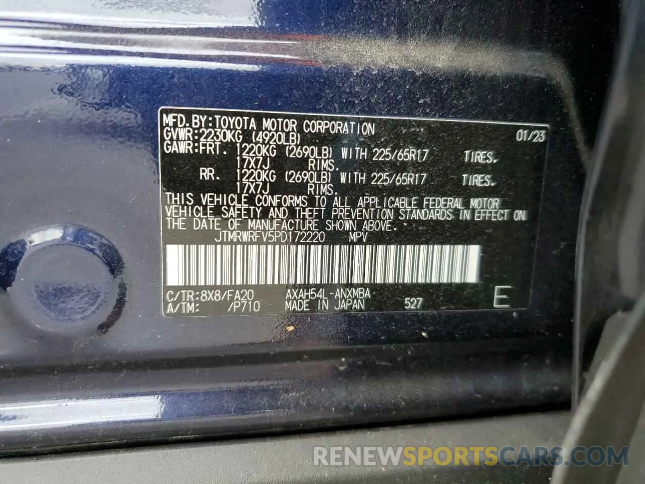 13 Photograph of a damaged car JTMRWRFV5PD172220 TOYOTA RAV4 2023