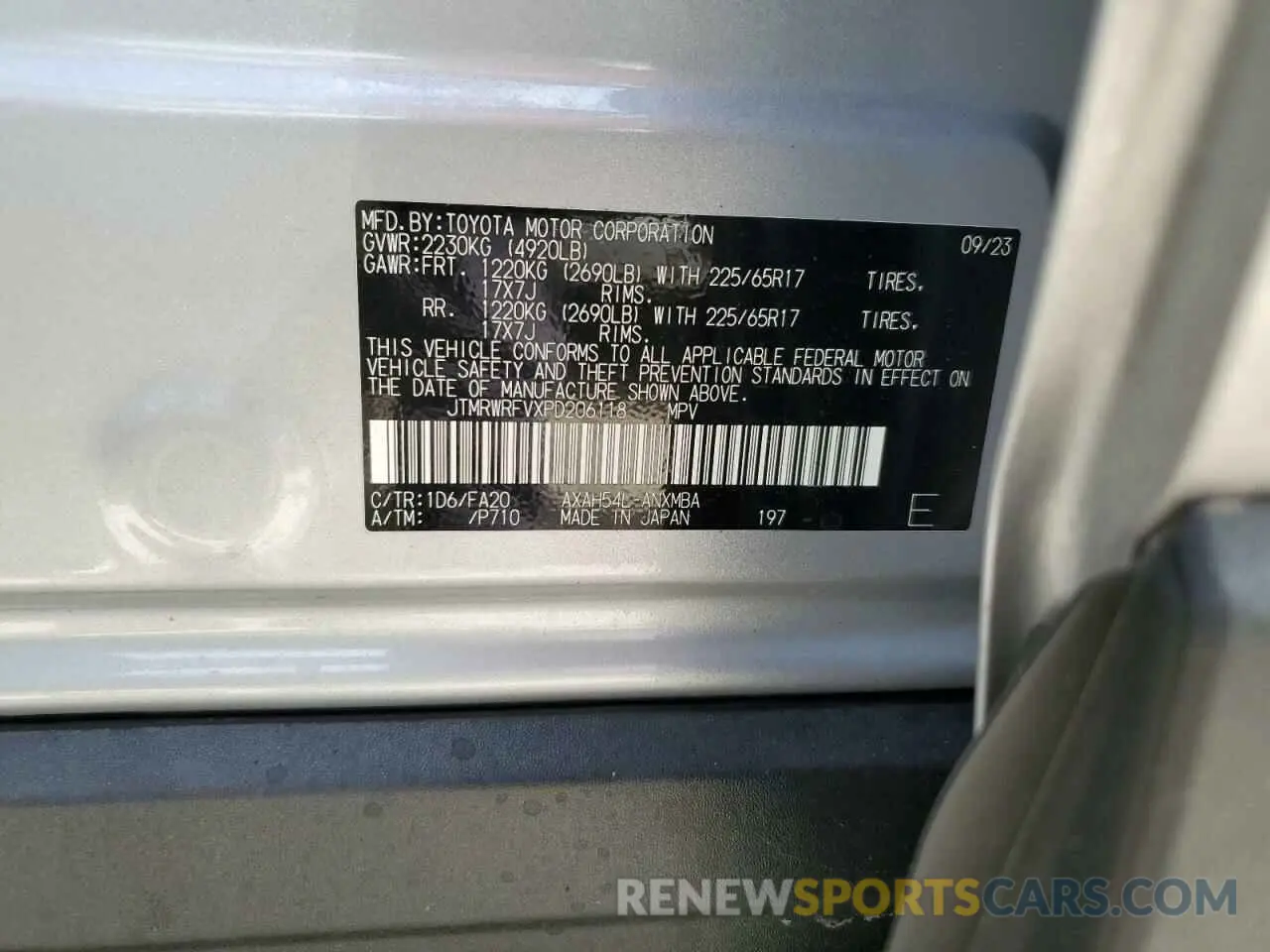 13 Photograph of a damaged car JTMRWRFVXPD206118 TOYOTA RAV4 2023