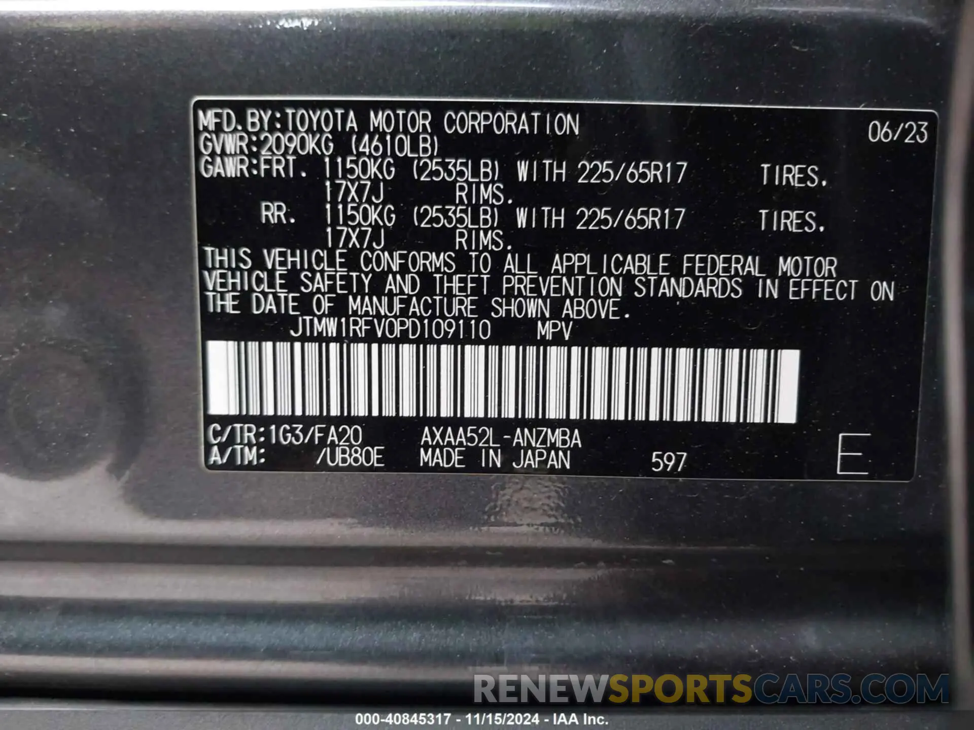 9 Photograph of a damaged car JTMW1RFV0PD109110 TOYOTA RAV4 2023