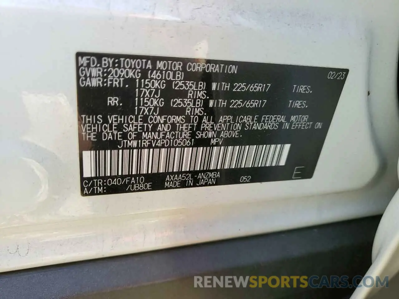 14 Photograph of a damaged car JTMW1RFV4PD105061 TOYOTA RAV4 2023
