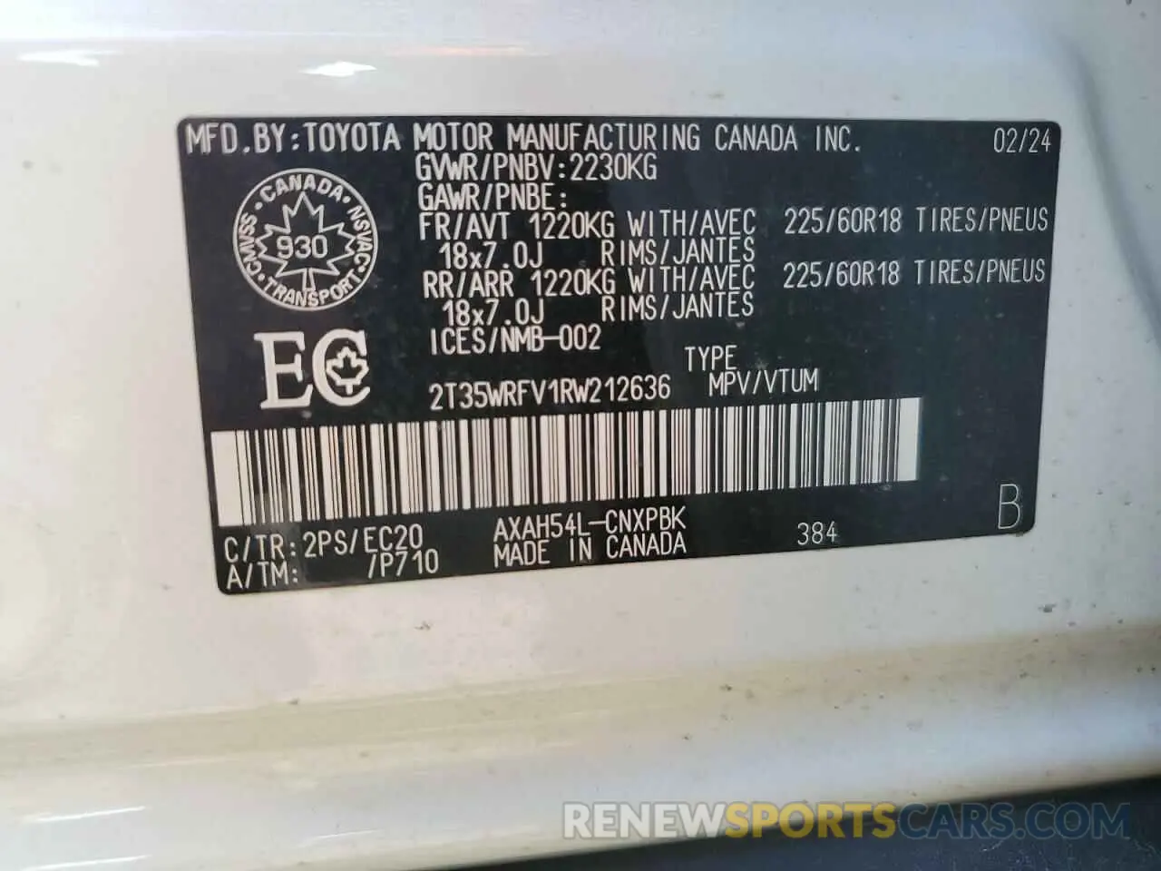 13 Photograph of a damaged car 2T35WRFV1RW212636 TOYOTA RAV4 2024