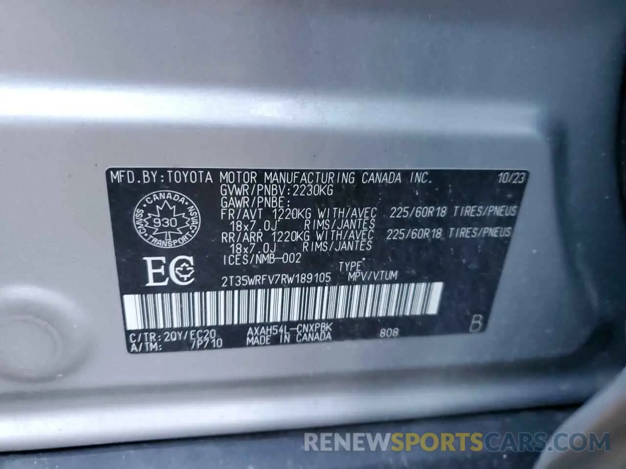 13 Photograph of a damaged car 2T35WRFV7RW189105 TOYOTA RAV4 2024