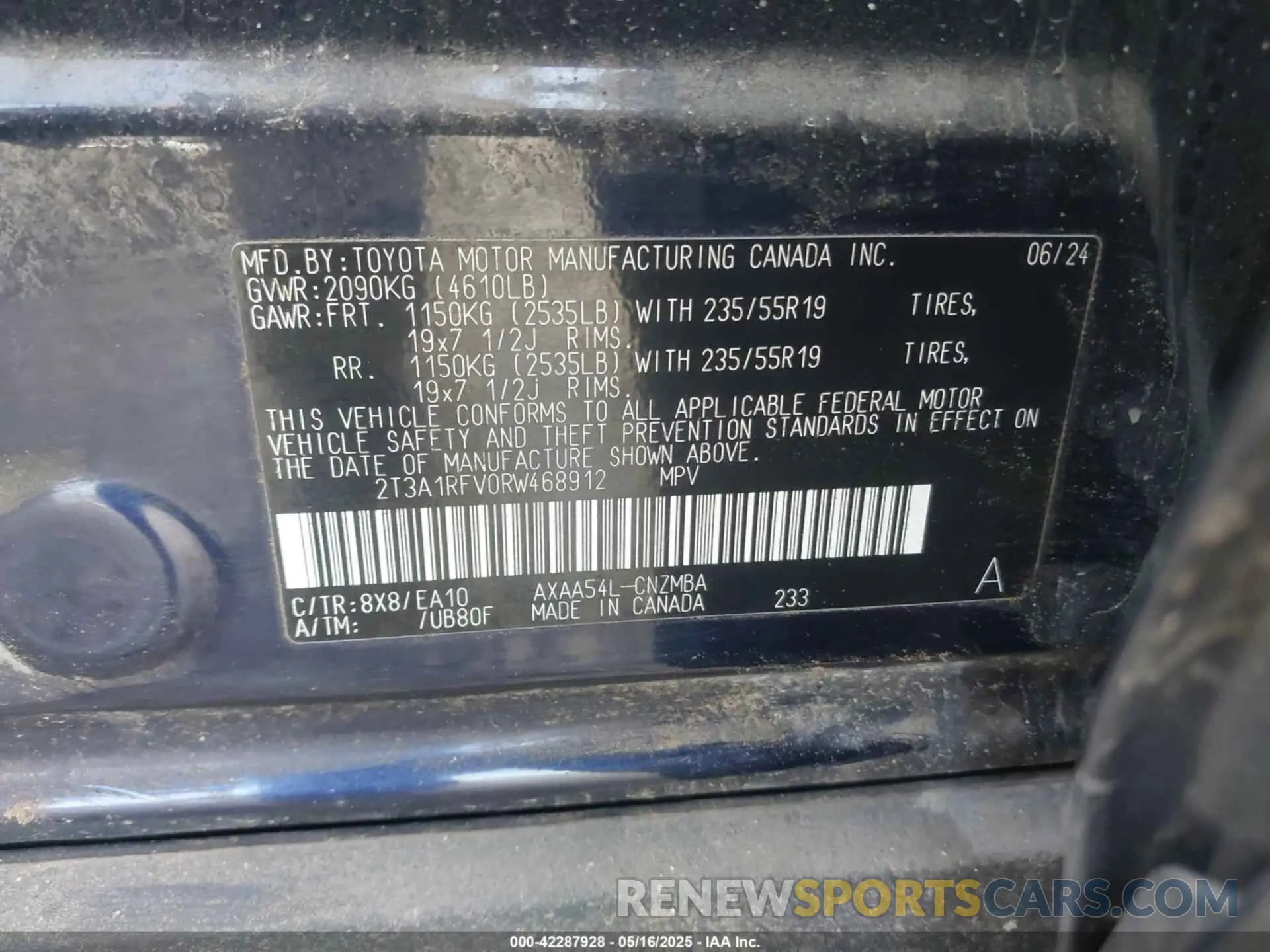 9 Photograph of a damaged car 2T3A1RFV0RW468912 TOYOTA RAV4 2024
